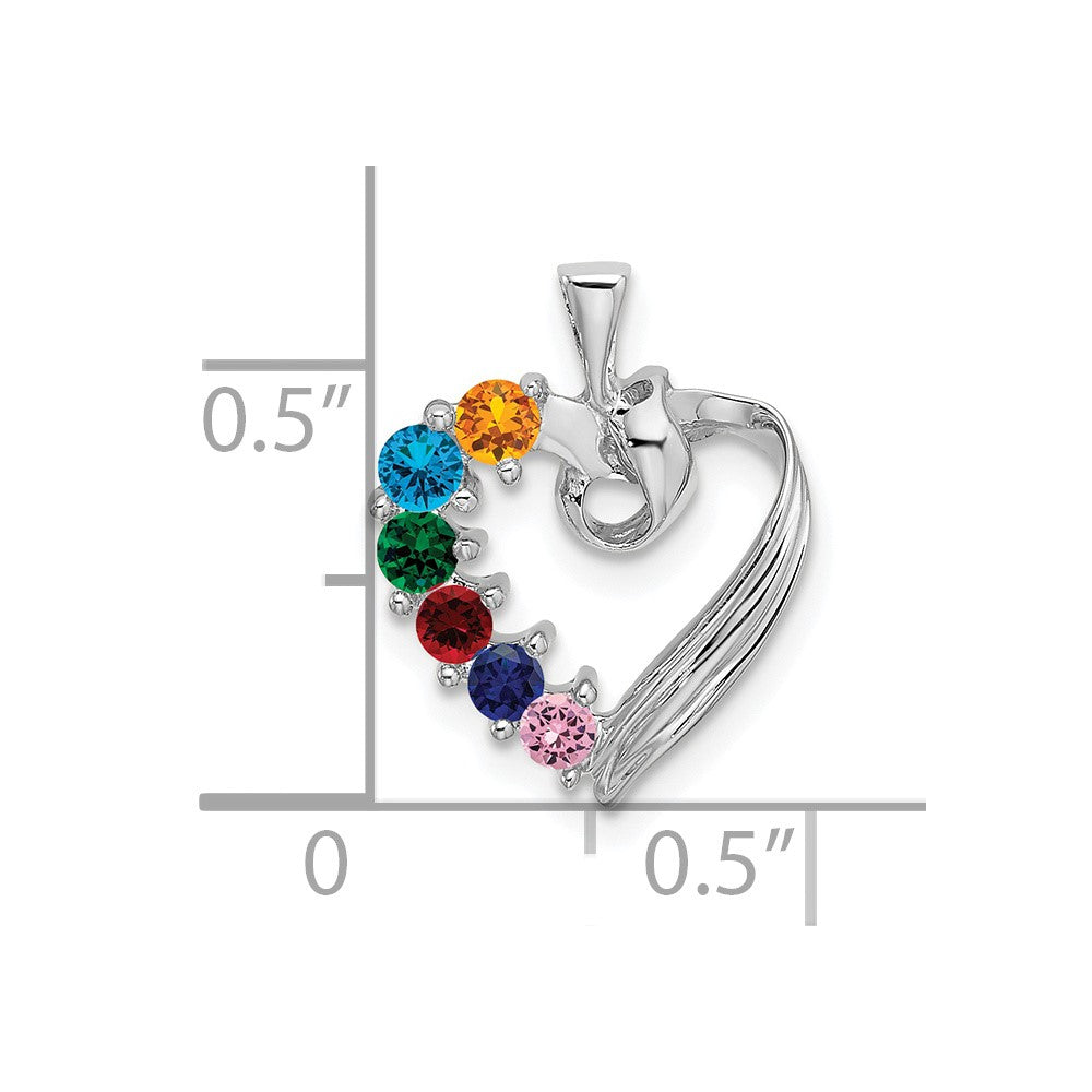 14k White Gold 6 Synthetic Stone Family Pendant - 2