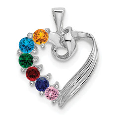 14k White Gold 6 Genuine Stone Family Pendant - 4