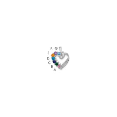 14k White Gold 7 Genuine Stone Family Pendant - 4