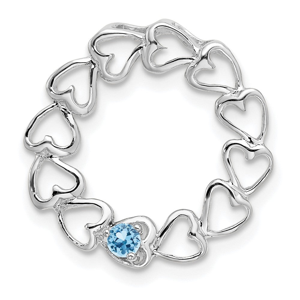 14k White Gold 1 Genuine Stone Family Pendant - 4
