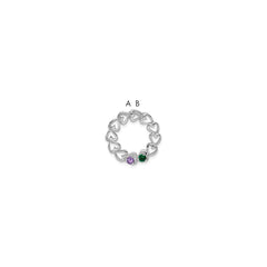 14k White Gold 2 Genuine Stone Family Pendant - 4