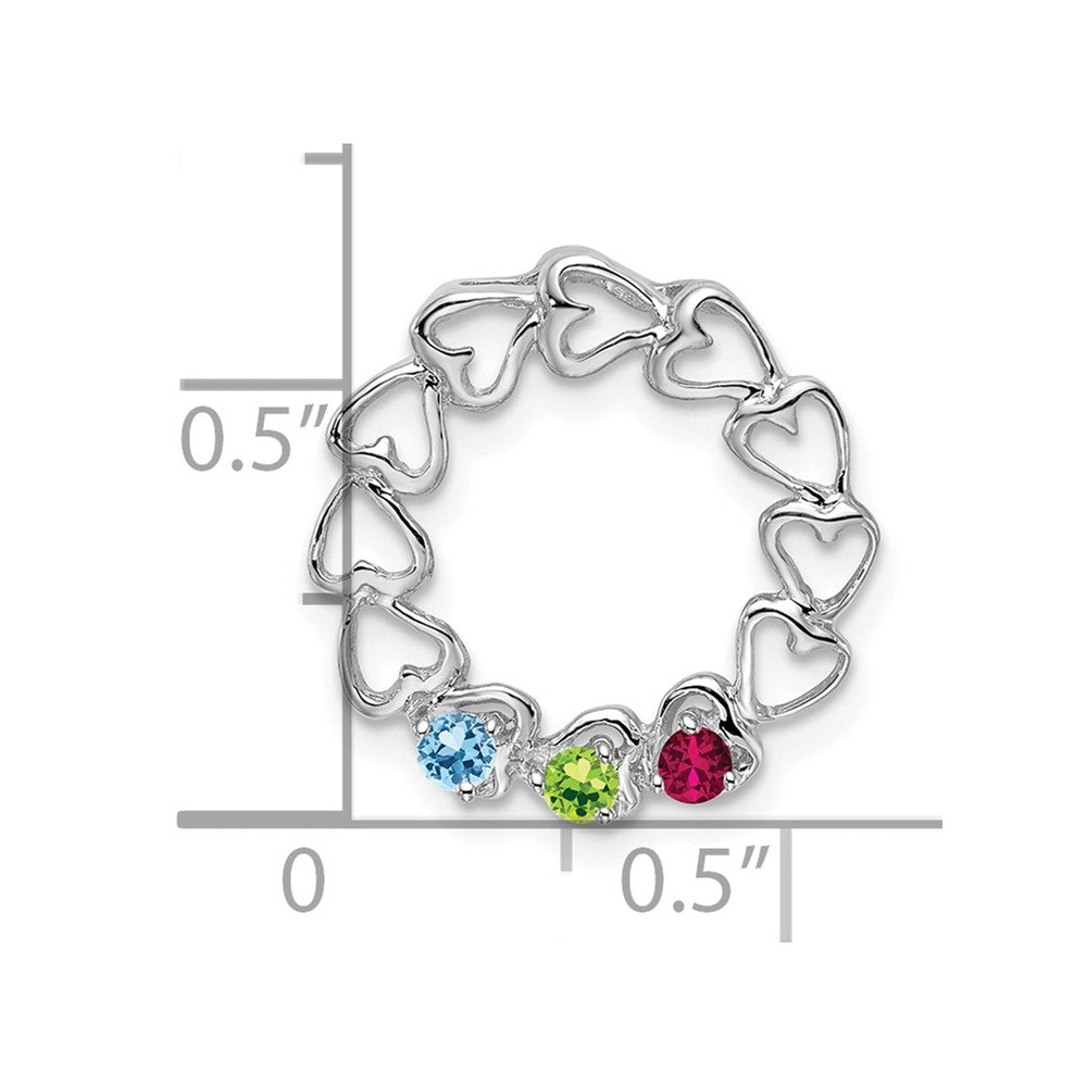 14k White Gold 3 Genuine Stone Family Pendant - 4