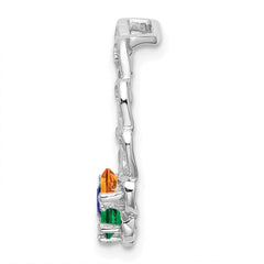 14k White Gold 4 Synthetic Stone Family Pendant - 4