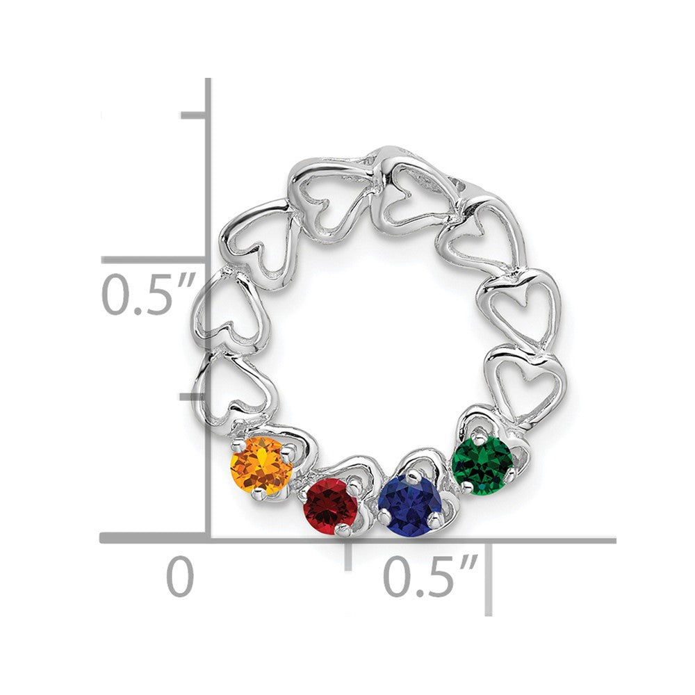 14k White Gold 4 Synthetic Stone Family Pendant - 4