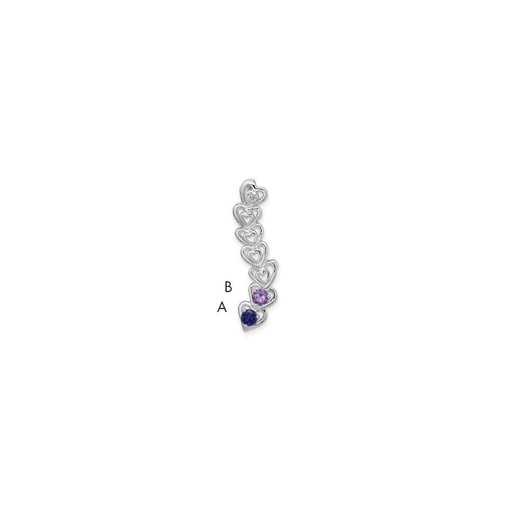 14k White Gold 2 Synthetic Stone Family Pendant - 2