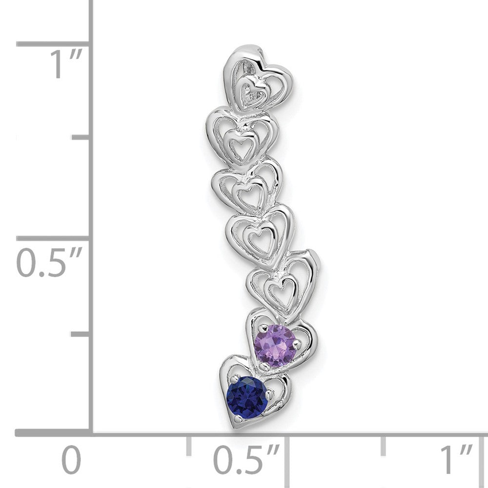 14k White Gold 2 Synthetic Stone Family Pendant - 2