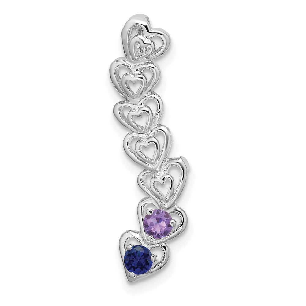 14k White Gold 2 Synthetic Stone Family Pendant - 2