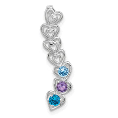 14k White Gold 3 Genuine Stone Family Pendant - 2