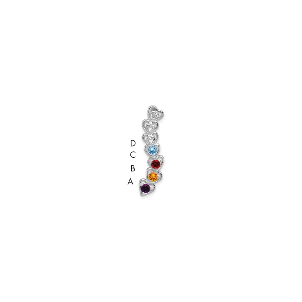 14k White Gold 4 Genuine Stone Family Pendant - 2