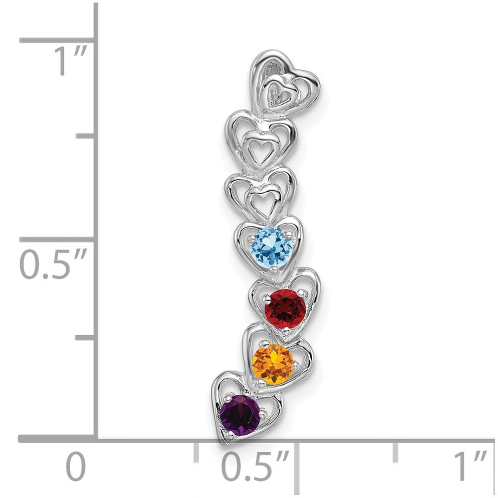 14k White Gold 4 Genuine Stone Family Pendant - 2