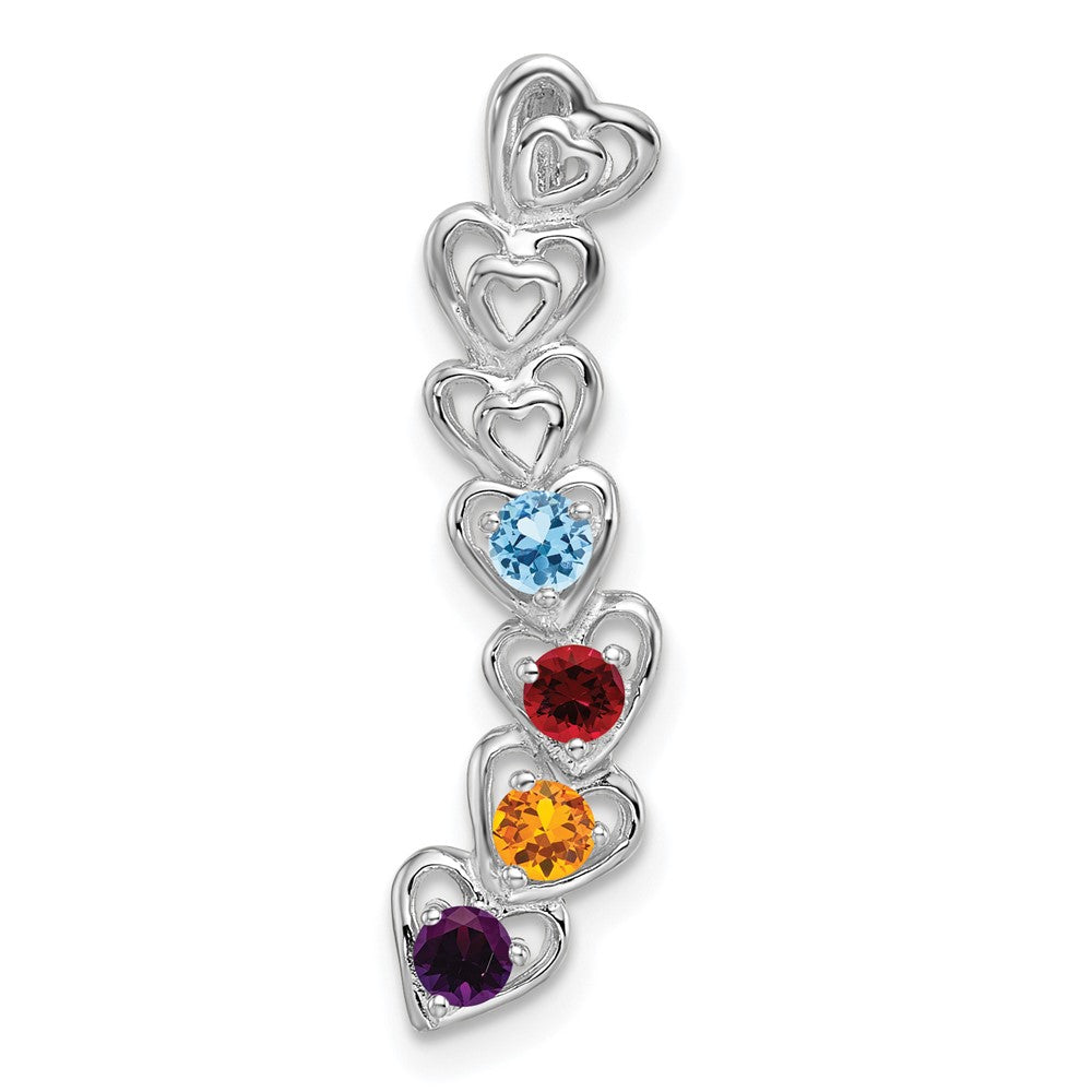 14k White Gold 4 Genuine Stone Family Pendant - 2