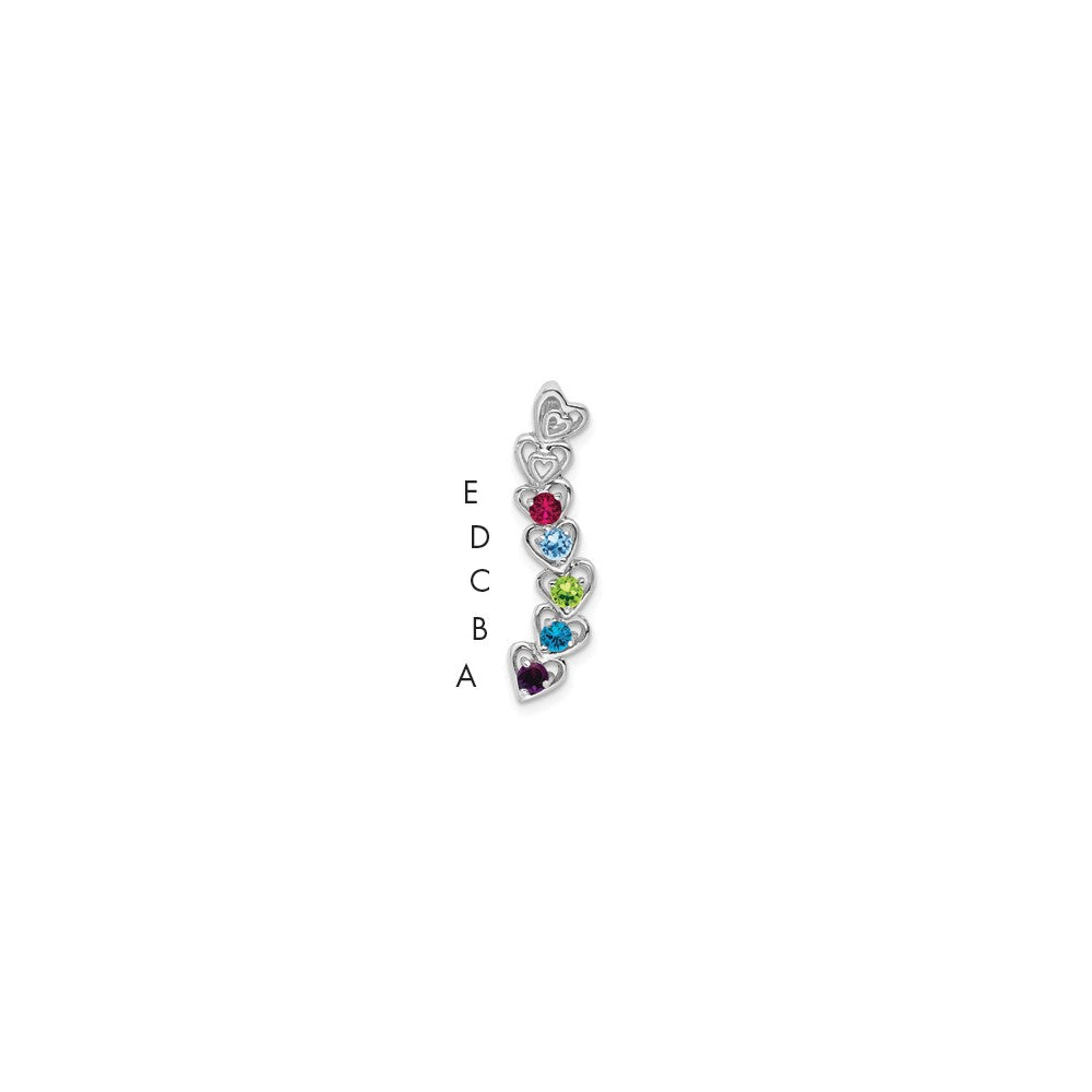 14k White Gold 5 Synthetic Stone Family Pendant - 2