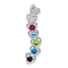 14k White Gold 5 Synthetic Stone Family Pendant - 2