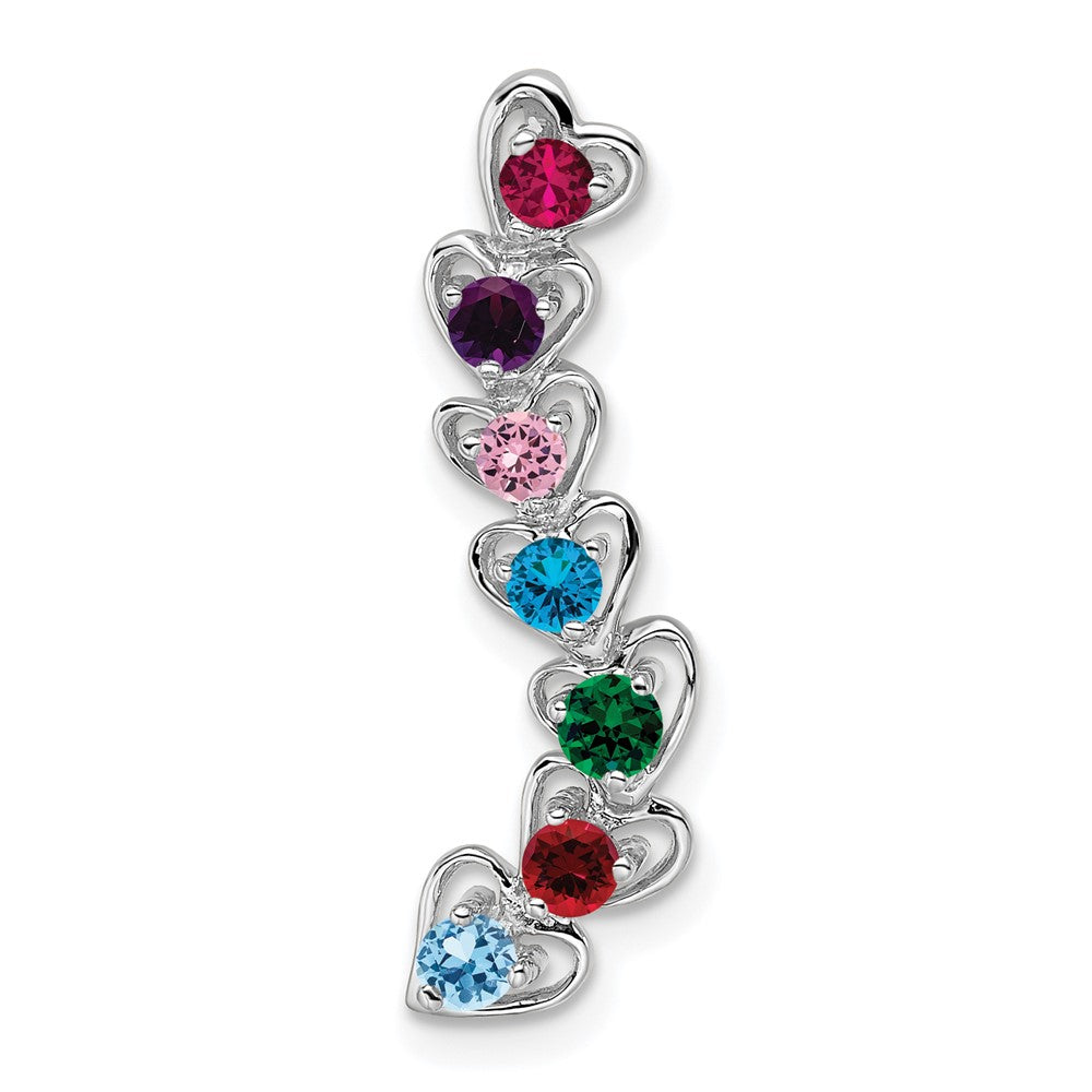 14k White Gold 7 Synthetic Stone Family Pendant - 2
