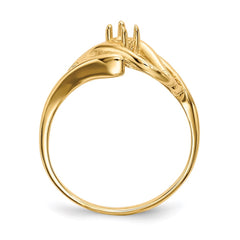 14k Polished 1-Stone Mothers Ring Mounting - 3