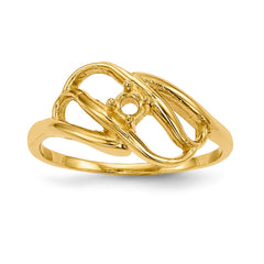 14k Polished 1-Stone Mothers Ring Mounting - 3