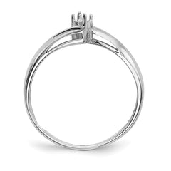 14k White Gold Polished 1-Stone Mothers Ring Mounting - 4