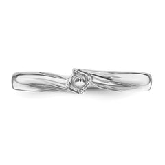 14k White Gold Polished 1-Stone Mothers Ring Mounting - 4