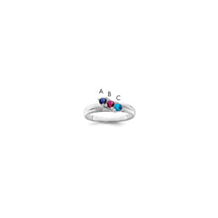 Sterling Silver Rhodium-plated Synthetic 3 Stone Mother's Ring - 98