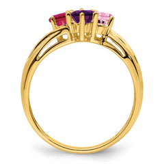 14k Polished 4-Stone Mothers Ring Mounting - 10