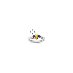 Sterling Silver Rhodium-plated Synthetic 4 Stone Mother's Ring - 76
