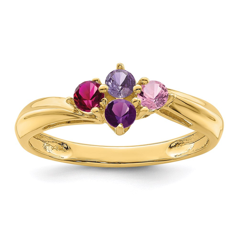 14k Polished 4-Stone Mothers Ring Mounting - 10