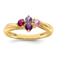 14k Polished 4-Stone Mothers Ring Mounting - 10