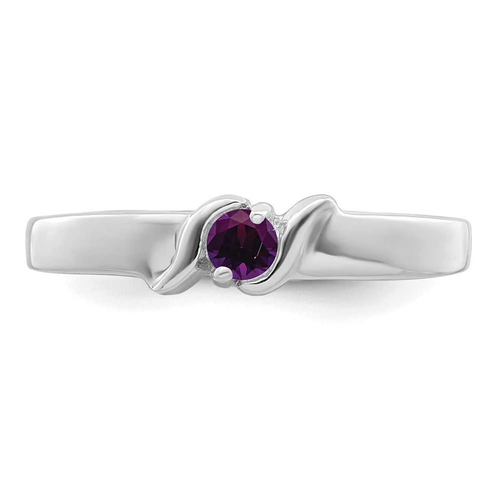 14k White Gold Genuine 1 Stone Mother's Ring - 6