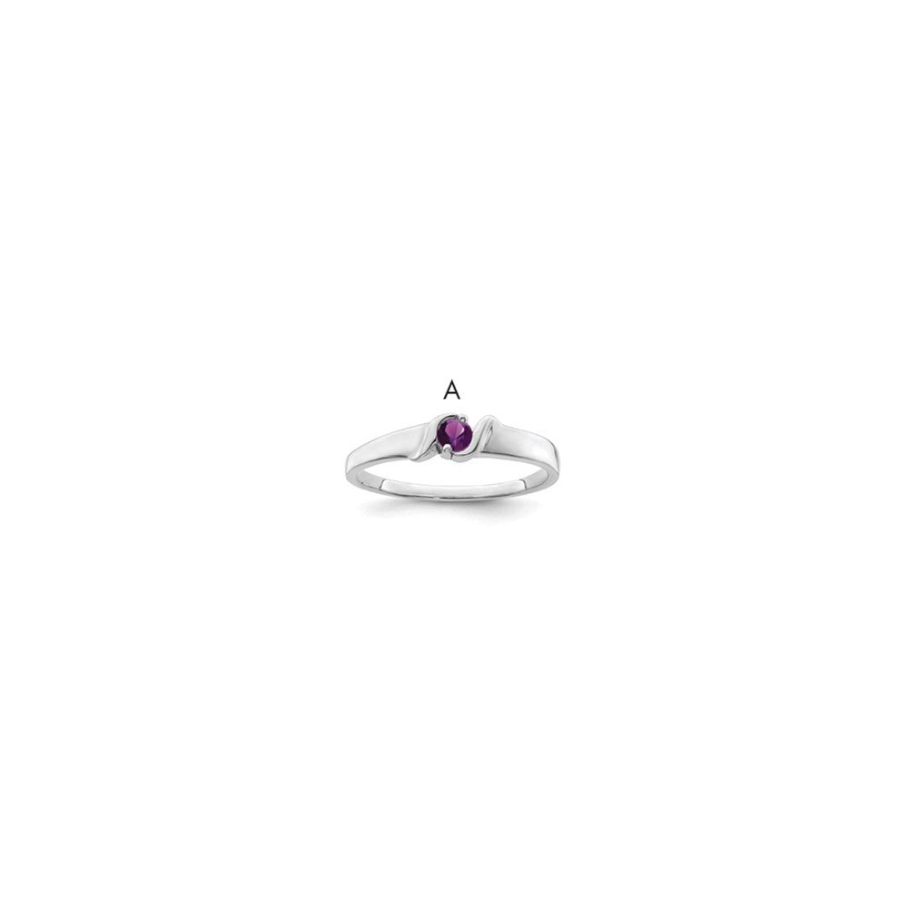 Sterling Silver Rhodium-plated Synthetic 1 Stone Mother's Ring - 19