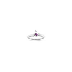 14k White Gold Genuine 1 Stone Mother's Ring - 6