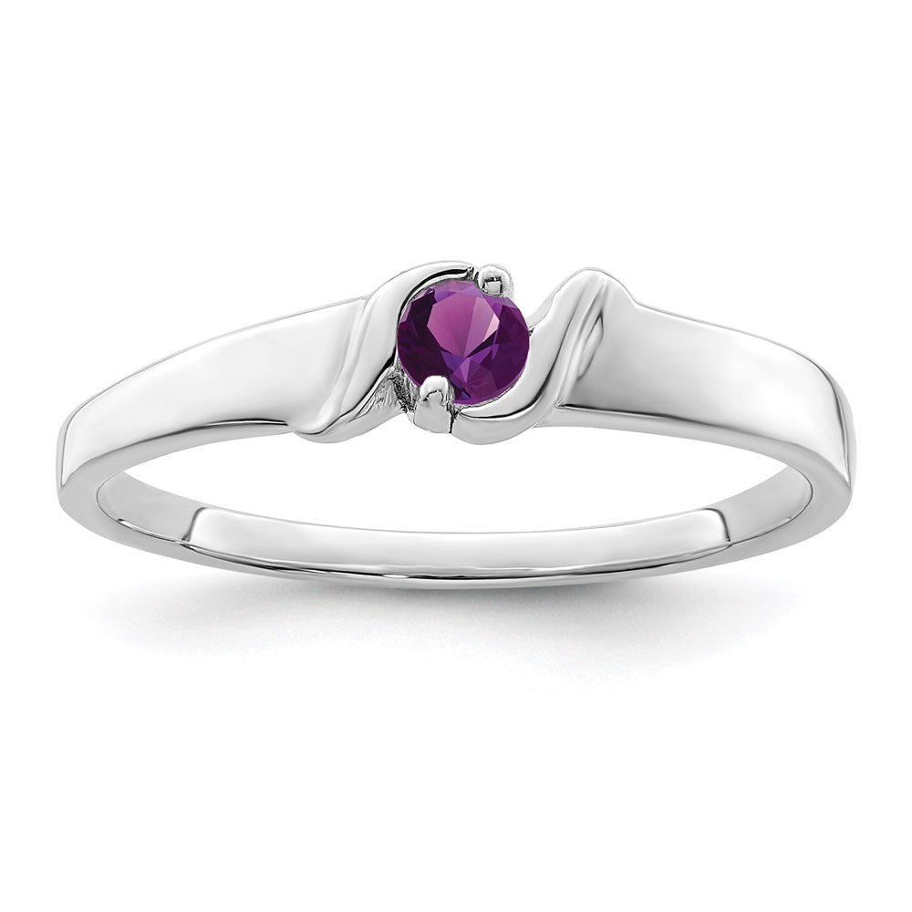 14k White Gold Genuine 1 Stone Mother's Ring - 6