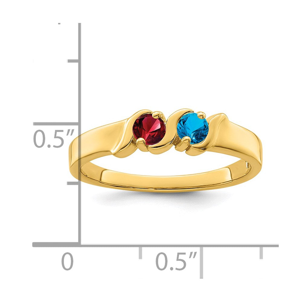 14k Genuine 2 Stone Mother's Ring - 12