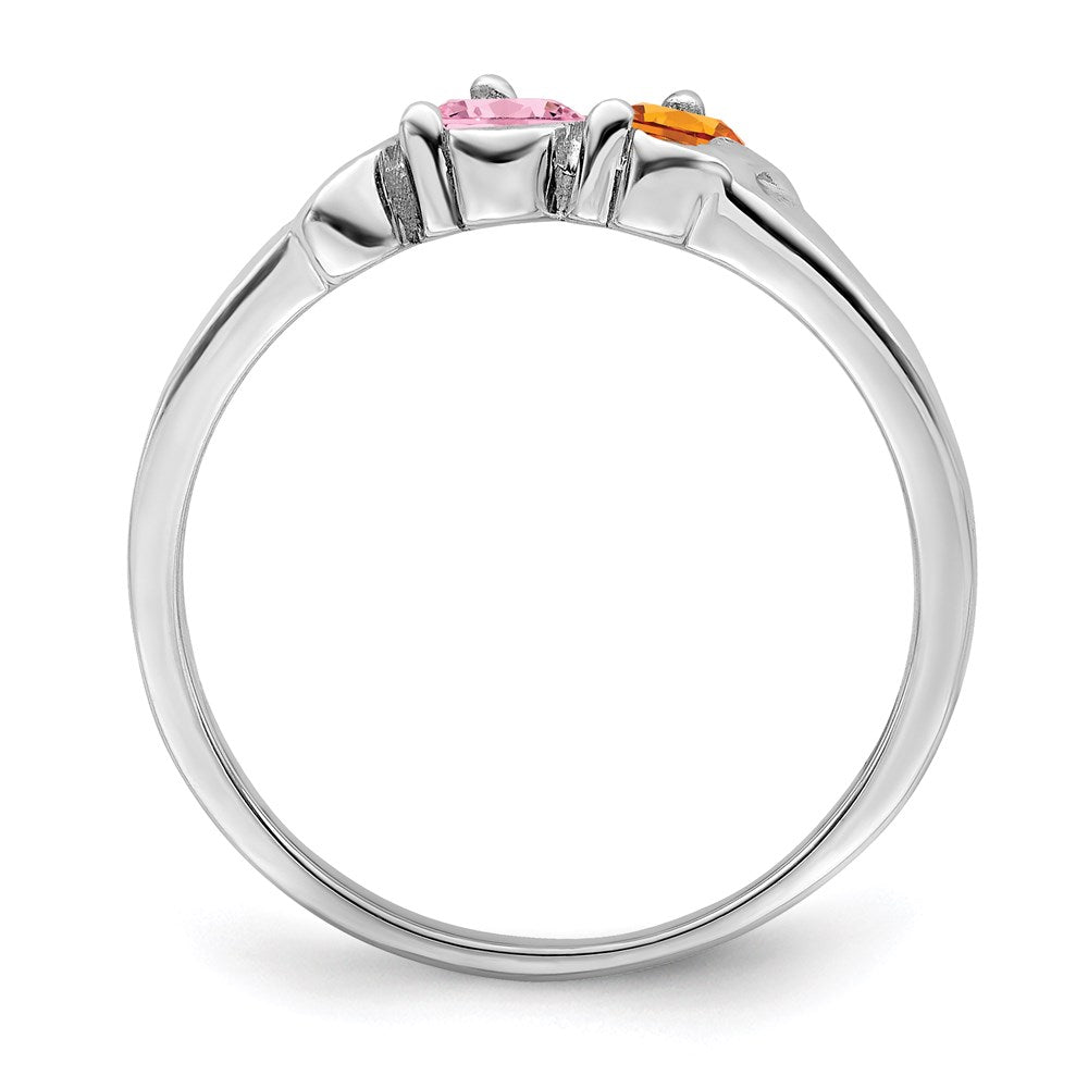 14k White Gold Synthetic Family Jewelry Ring - 75