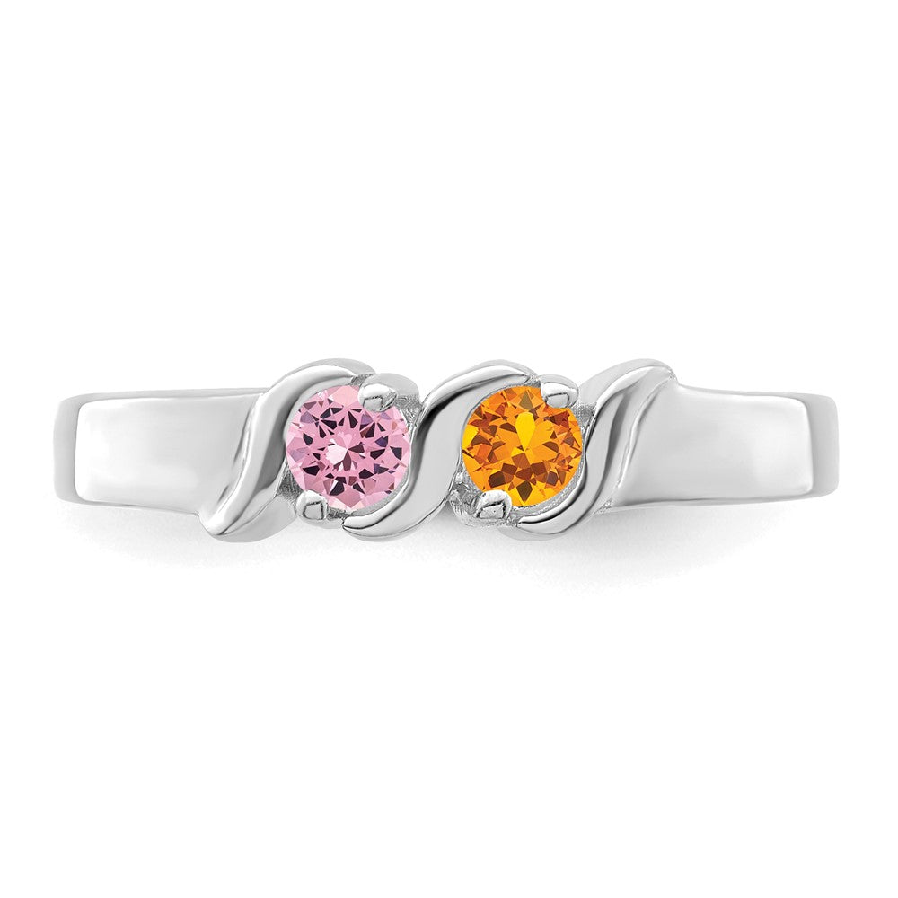 14k White Gold Synthetic Family Jewelry Ring - 75