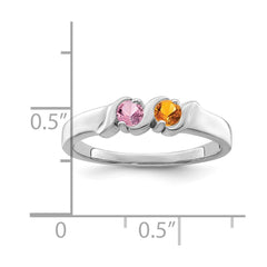 Sterling Silver Rhodium-plated Synthetic 2 Stone Mother's Ring - 98