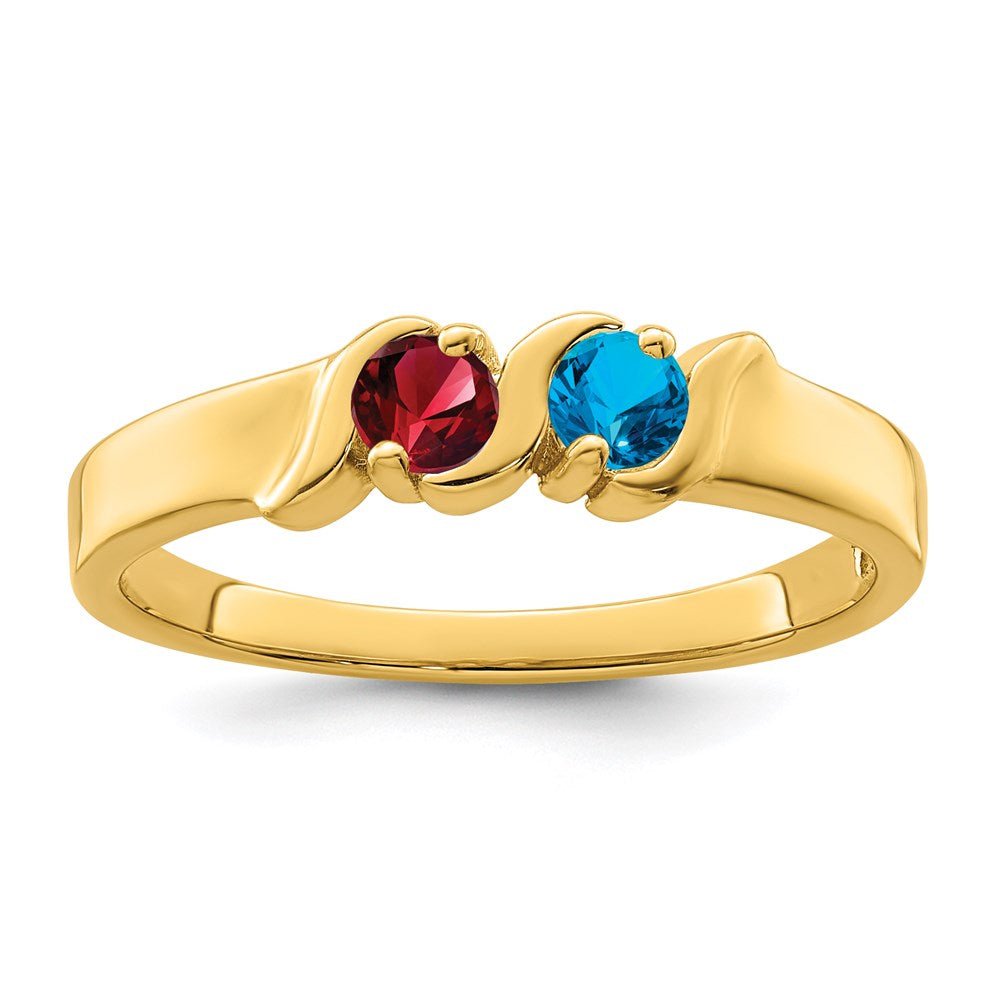 14k Genuine 2 Stone Mother's Ring - 12