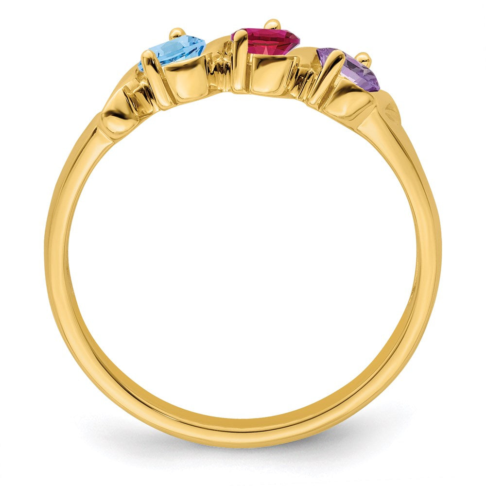 14k Genuine 3 Stone Mother's Ring - 16