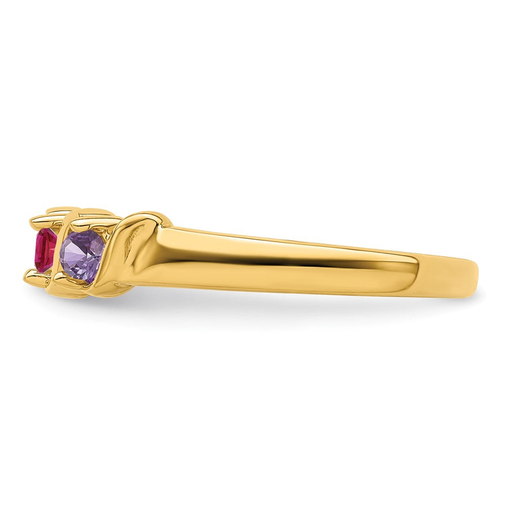 14k Genuine 3 Stone Mother's Ring - 16