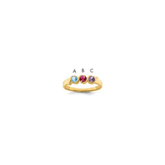 14k Genuine 3 Stone Mother's Ring - 16