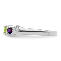 Sterling Silver Rhodium-plated Synthetic 3 Stone Mother's Ring - 105