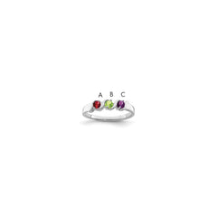 Sterling Silver Rhodium-plated Synthetic 3 Stone Mother's Ring - 104