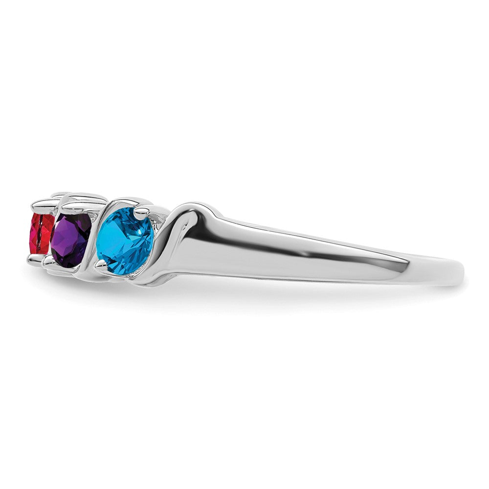 Sterling Silver Rhodium-plated Synthetic 4 Stone Mother's Ring - 78