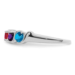 Sterling Silver Rhodium-plated Synthetic 4 Stone Mother's Ring - 80
