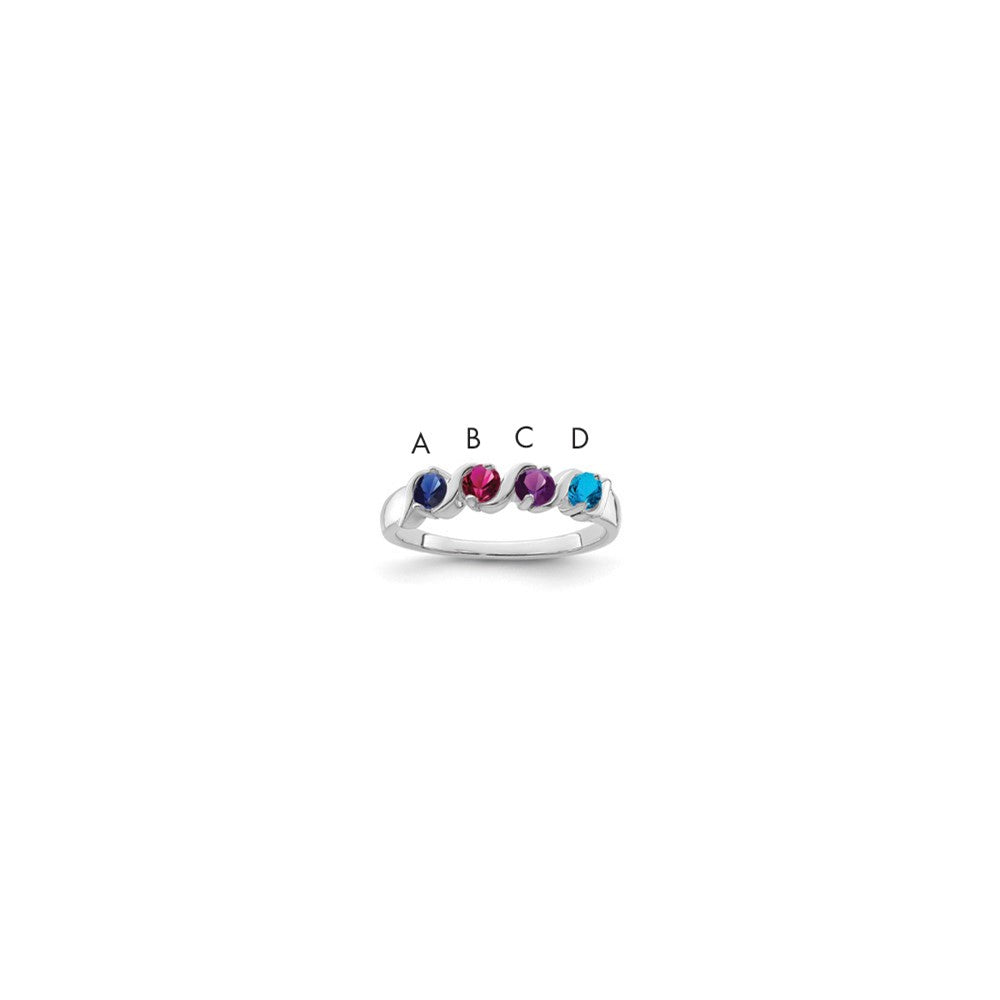 Sterling Silver Rhodium-plated Synthetic 4 Stone Mother's Ring - 80