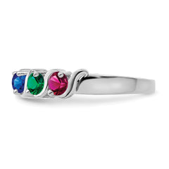 Sterling Silver Rhodium-plated Synthetic 5 Stone Mother's Ring - 68