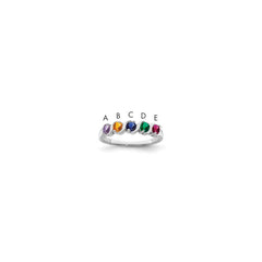 Sterling Silver Rhodium-plated Synthetic 5 Stone Mother's Ring - 68