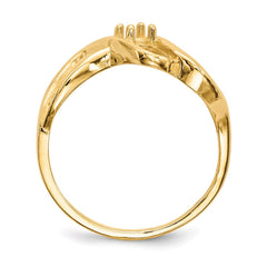 14k Polished 1-Stone Mothers Ring Mounting - 9