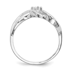 14k White Gold Polished 1-Stone Mothers Ring Mounting - 14