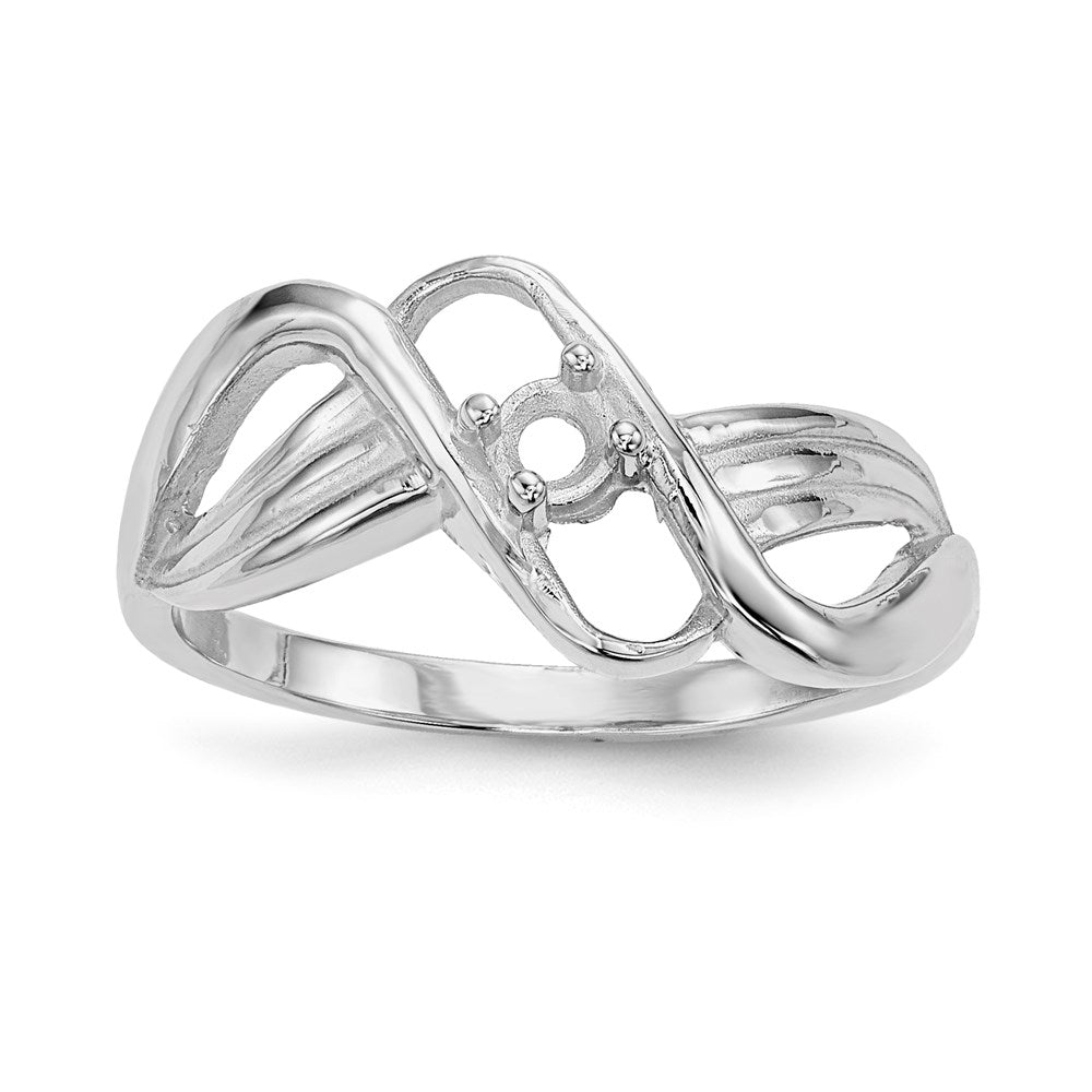 14k White Gold Polished 1-Stone Mothers Ring Mounting - 14