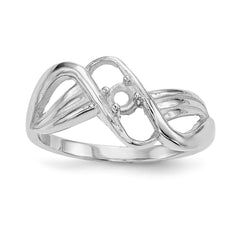 14k White Gold Polished 1-Stone Mothers Ring Mounting - 14
